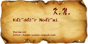 Kádár Noémi névjegykártya